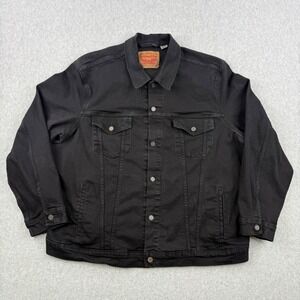Levis Jacket Mens 3XLT Tall Black Trucker Denim Jean Type 3 Western Button Front